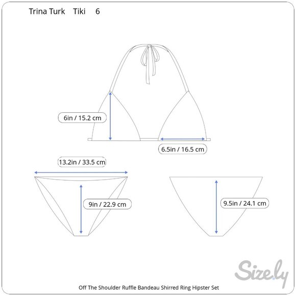 Trina Turk Tiki Off The Shoulder Ruffle Bandeau Shirred Ring Hipster Set 6 NWT - Picture 11 of 11
